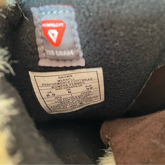 Merrell Prevoz Waterproof Brown Leather Fur Lace Zip Boots size 8.5 - Picture 14 of 15